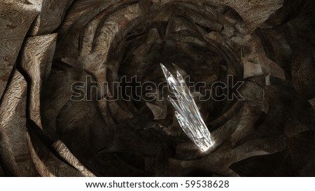 Treasure - crystal columns in the dark cave