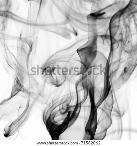 Abstract black fume patterns over the white background