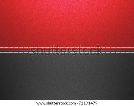 Red and black horizontal stitched leather background. Large resolution