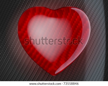 Red heart shape over carbon fiber background