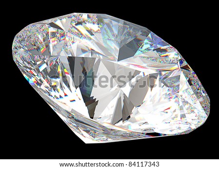 Round diamond: top side view isolated on black