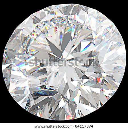 Close-up of large round diamond or gemstone isolated over black