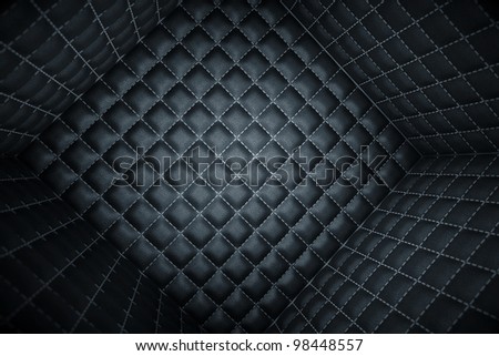Segregation or Isolation. Soft room concept. Black stitched leather pattern