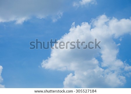 Blue sky and white cloud on summer, Good weather day background.