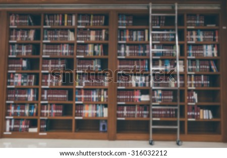 Bookshelf in the library room, Blur concept