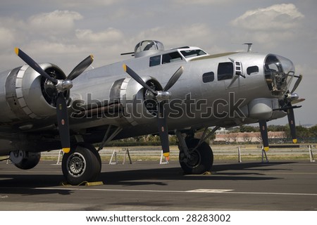 One of the few B-17 Flying Fortress bombers still in existence, used by the U.S. Air Force in Europe during World War II.
