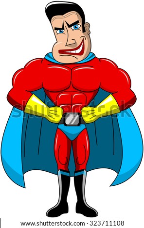 Angry Superhero Hands On Hips Isolated Stock Vector 323711108 