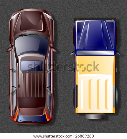 stock vector Vector offroad cars Top view