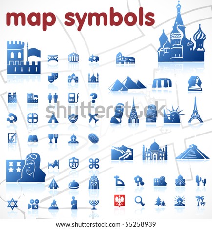  Symbols on Vector Map Symbols   55258939   Shutterstock