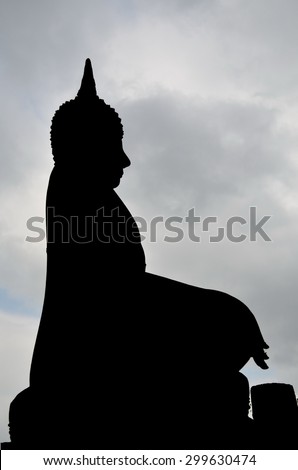 Silhouette of buddha statue,Thailand / Silhouette of buddha statue in Sukhothai historical park, Sukhothai, Thailand