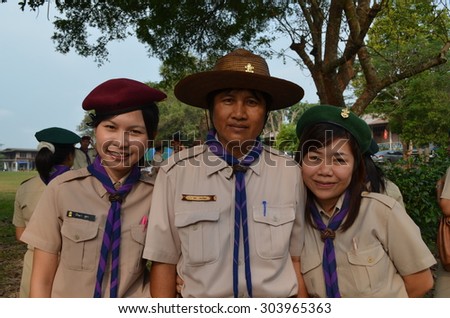 Thai teacher scouts / PHITSANULOK THAILAND - DECEMBER 5: Thai teacher scouts camp outdoor,Phitsanulok,Thailand on December 5,2012