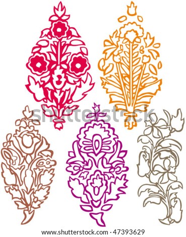 Vector Set Of Oriental Flower Design - 47393629 : Shutterstock