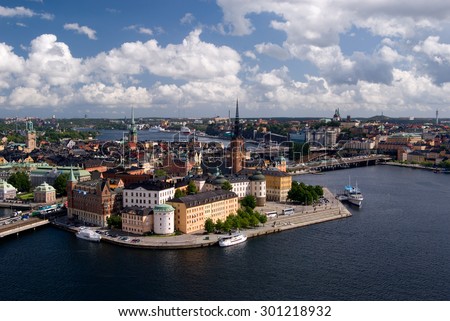 View on Gamla Stan from the tower of the City Hall, Stockholm, Sweden