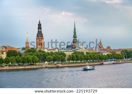Panorama of the old center of Riga, Latvia