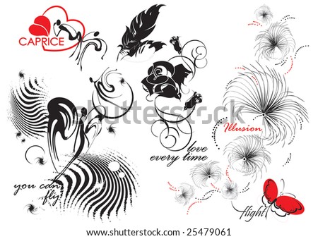 stock photo Beautiful design drawings with elements of flowers and