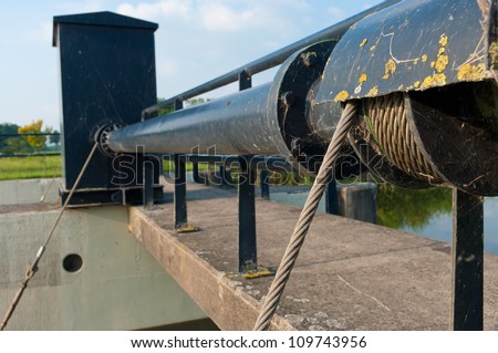 steel cables used for opening a sluice door