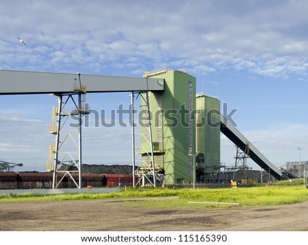 huge conveyor belt for the coal industry in Rotterdam harbor