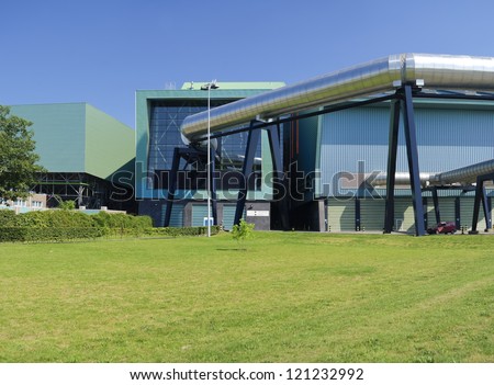 HENGELO, NETHERLANDS - JULY 26: exterior of the Twence waste treatment plant on july 26, 2012 in Hengelo, Netherlands. It recycles 95% of all the incoming household waste from the Twente region.