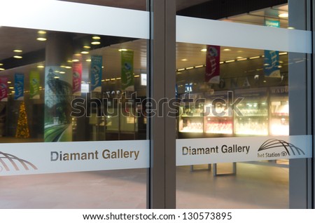 ANTWERP - DEC 25: entrance to the diamond gallery in the central train station on dec 25, 2012 in Antwerp. About 80 percent of the world\'s diamond production is being transacted in Antwerp.