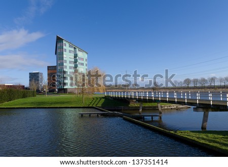 ALMERE, NETHERLANDS - FEBRUARY 2: Modern architecture on february 2, 2013 in Almere, Netherlands. It is the youngest and fastest growing city in the country, founded around 1975.