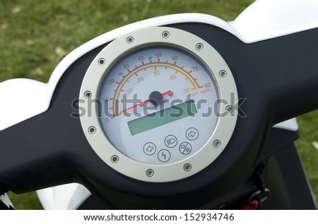 close up of a modern motorcycle dashboard
