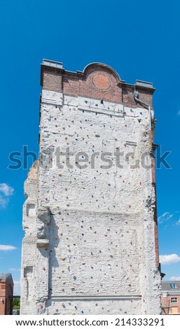 climbing wall made of an old industrial building