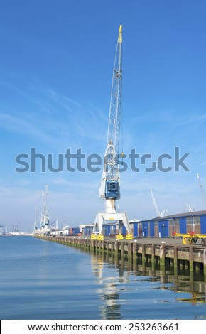 harbor cranes in the rotterdam port