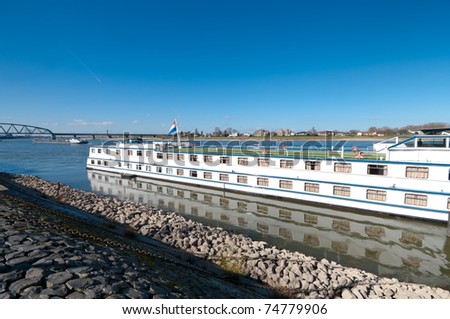 cruise ship on the Waal river in the Netherlands
