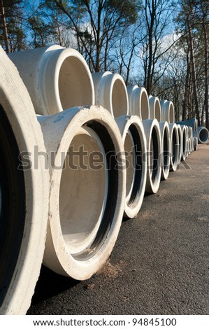 concrete drainage pipes on a newly built industrial area