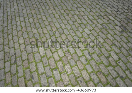 Old cobblestone road landscape