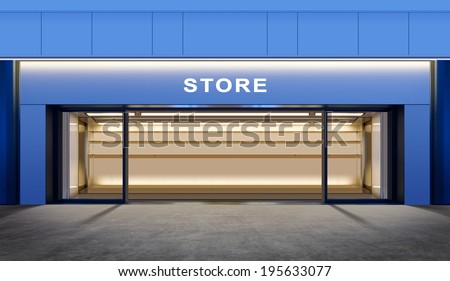 modern empty store on street of city at night time