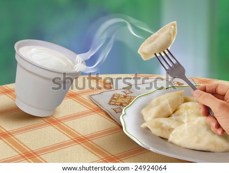 creative image where the steam wants to reach to sour cream