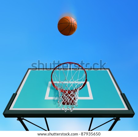 Basketball board on sky background