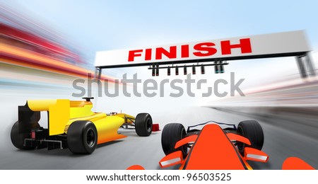 formula one cars driving at high speed lap - motion blur