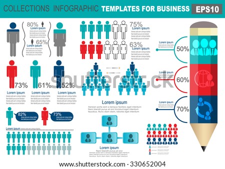 Collection of infographic people elements for business. Vector illustration