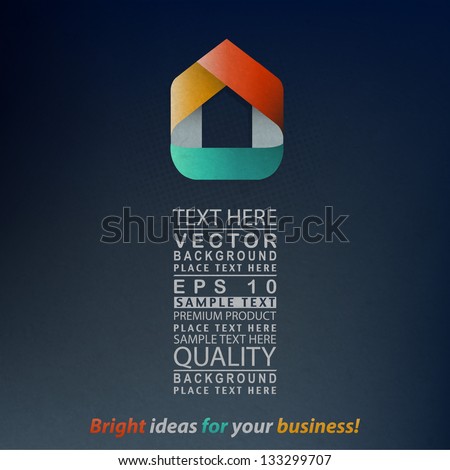 Abstract 3D Paper Graphics with Home Shape Abstract 3D Paper Graphics with Home Shape
