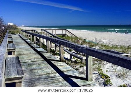 Florida Beach Series: wooden walkway to powder sand beach