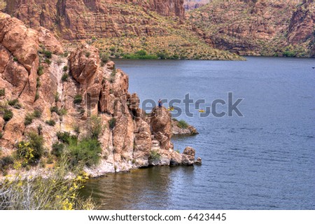 Cliff Diving at the Apache Lake, Arizona