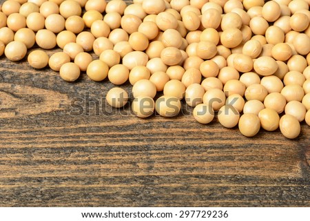 soybean on the wooden board, tilt shift lens