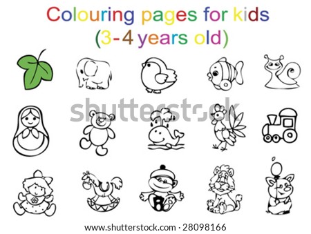 Colouring Pages For Kids (3-4 Years Old) Stock Vector 28098166 : Shutterstock