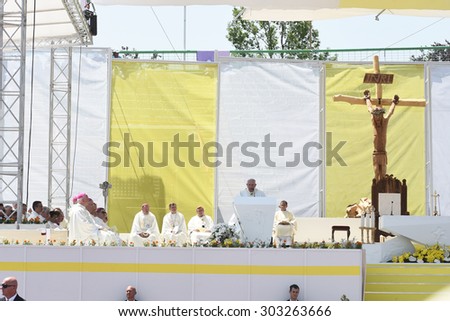 SARAJEVO, Bosnia and Herzegovina, 6. 6. 2015: POPE FRANCIS visits Bosnia and Herzegovina for the first time and urges for peace among different religious communities (catholic, orthodox and Muslim).