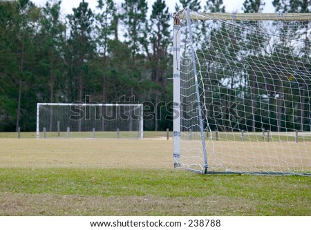goals on an empty soccer field