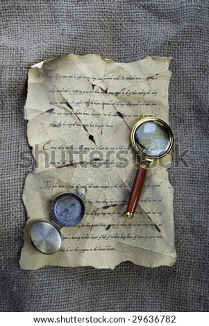 Old letter and compass