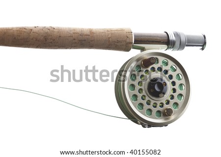 fishing rod and reel. Fly fishing rod and reel