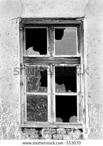 An old window in black and white