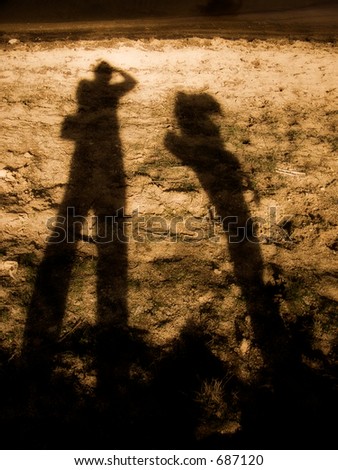 Long people shadows