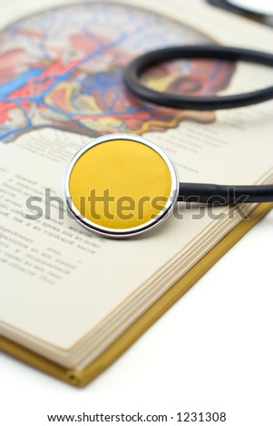 Stethoscope on a open medical book