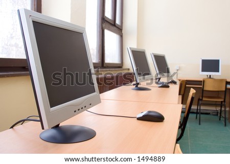 Empty computer training room