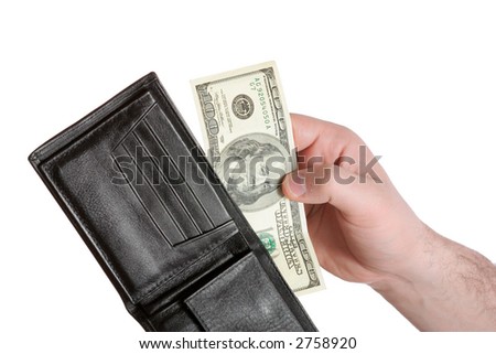 Person taking out a 100 dollar bill out of his wallet