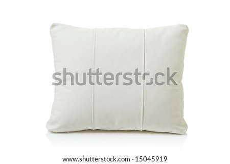 White leather pillow isolated against white background